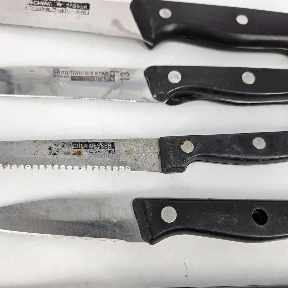 Ronco Showtime Six Star Kitchen Knives Utility Dinner Silver 5 Pc Stain Steel